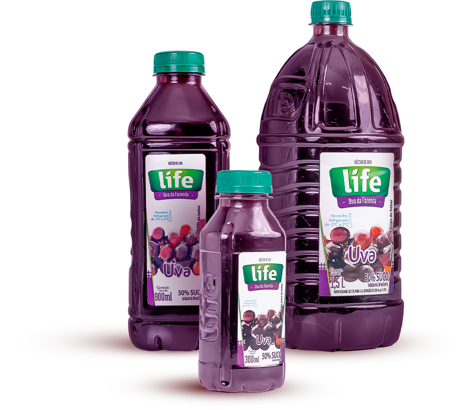 Copo de suco de uva integral servido gelado
